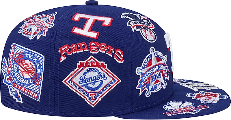 New Era Men's Texas Rangers Allover Logo 9FIFTY Cap