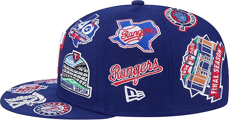 New Era Men's Texas Rangers Allover Logo 9FIFTY Cap