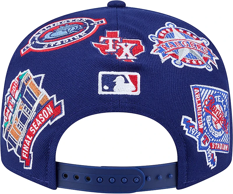 New Era Men's Texas Rangers Allover Logo 9FIFTY Cap