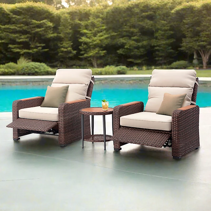 Teamson Home Wicker Recliner 3-piece Set