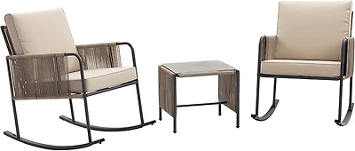 Teamson Home Steel Frame Rocking Chair Conversation 3-piece Set