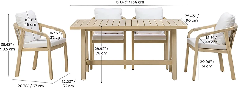 Teamson Home Eucalyptus 5-Piece Dining Set
