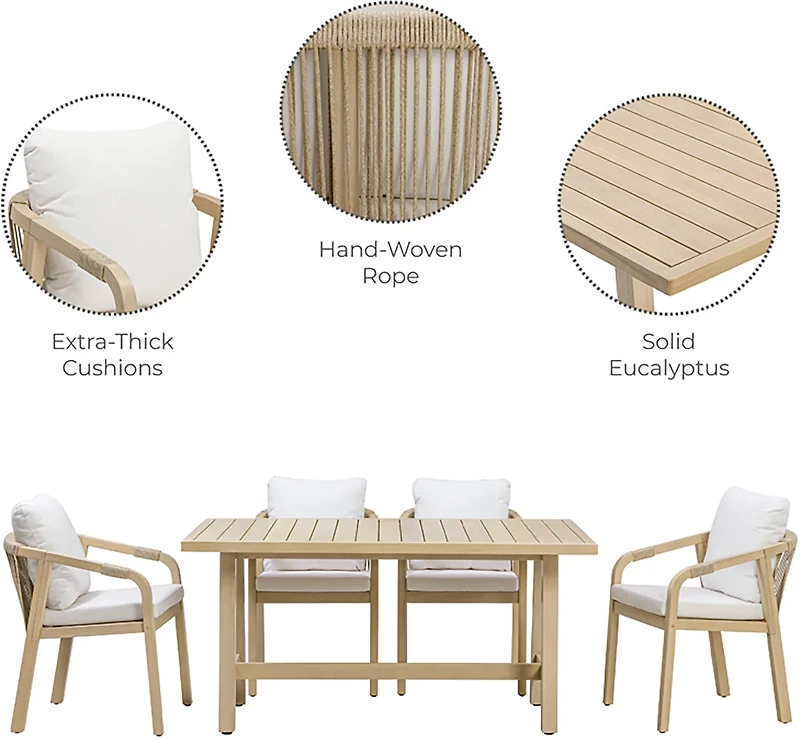 Teamson Home Eucalyptus 5-Piece Dining Set