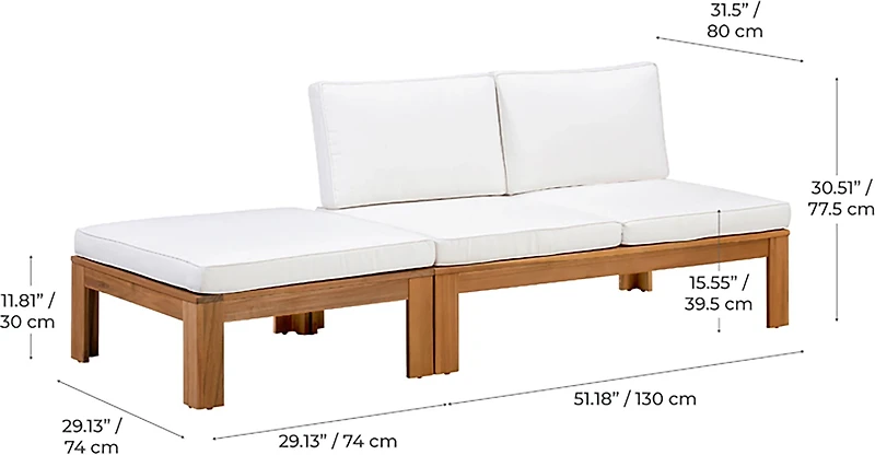 Teamson Home Acacia Modular Sectional 2-Piece Set