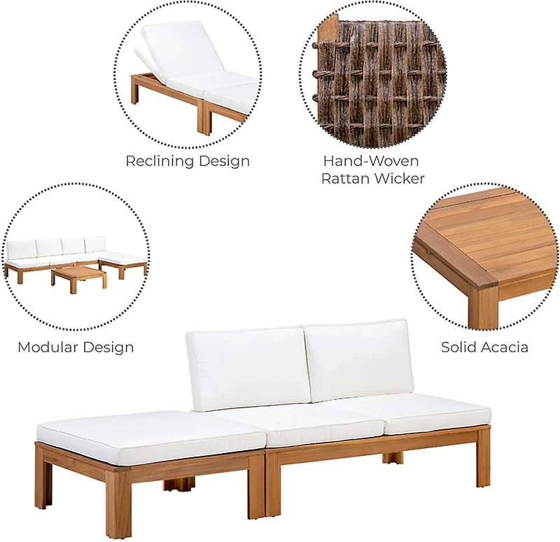 Teamson Home Acacia Modular Sectional 2-Piece Set