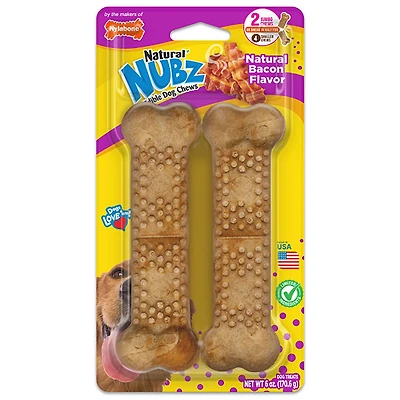 Nylabone Jumbo Bacon Nubz Dog Chew Treats 2-count