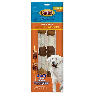 Cadet Gourmet Beef Hide Shish Kabob Dog Treats 2-count