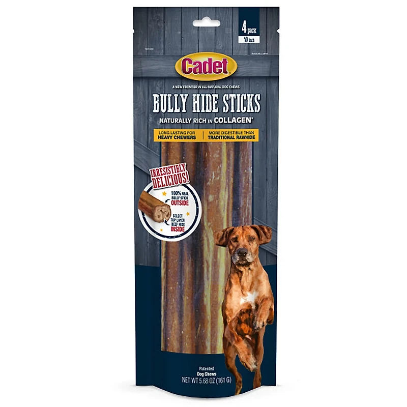 Cadet Large Bully Hide Sticks All-Natural Dog Chews 4-count