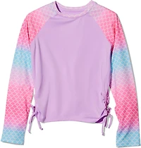 O'Rageous Girls’ Cinched Printed Long Sleeve Rash Guard