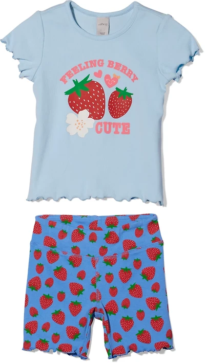 BCG Girls’ 4-6X Short-Sleeve Berry Bike Short Set