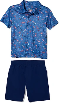 BCG Boys' 4-7 Golf Patriotic Print Polo Shirt Set