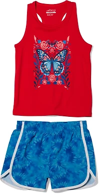 BCG Girls' 4-6X Americana Tie Dye Tank Top Short Set