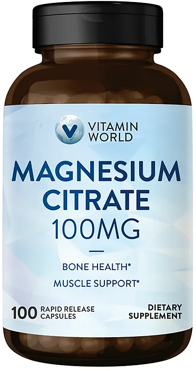 Vitamin World Magnesium Citrate 100mg Capsules