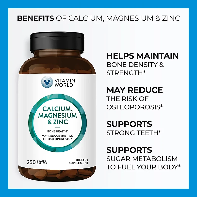 Vitamin World Calcium Magnesium Zinc Caplets