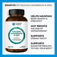 Vitamin World Calcium Magnesium Zinc Caplets