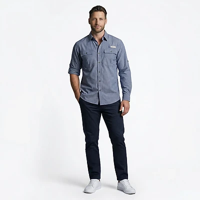 Magellan Outdoors Men's Aransas Pass Heather Long Sleeve Fishing Shirt