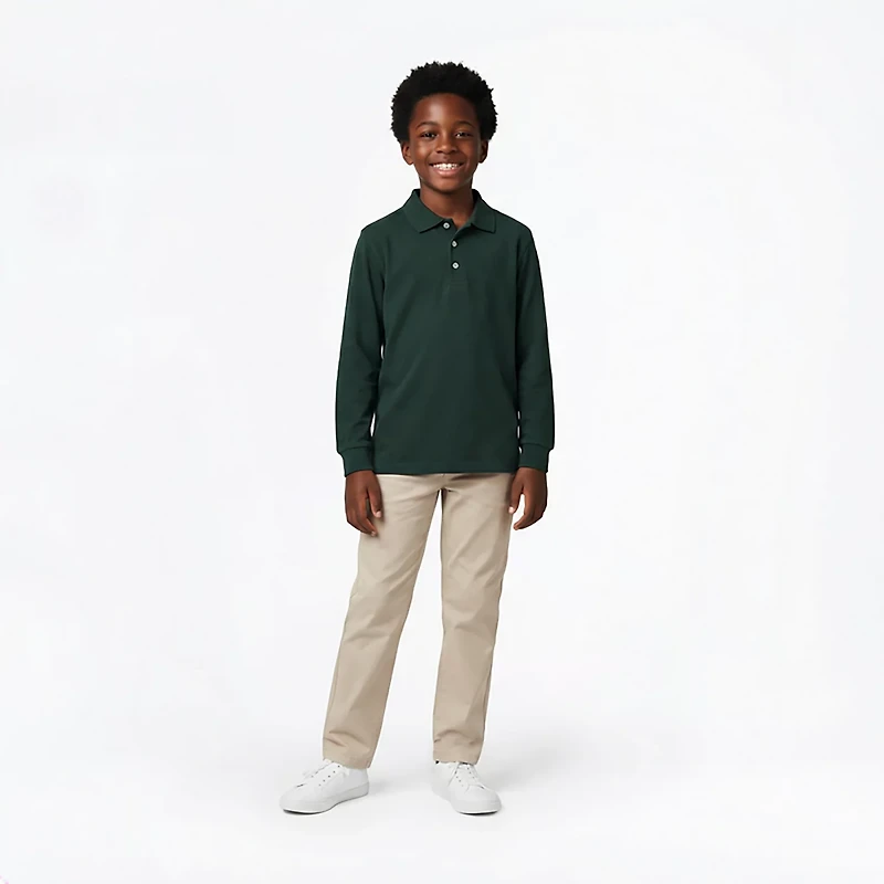 French Toast Boys' Long Sleeve Pique Polo Shirt
