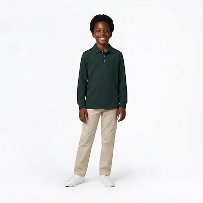 French Toast Boys' Long Sleeve Pique Polo Shirt