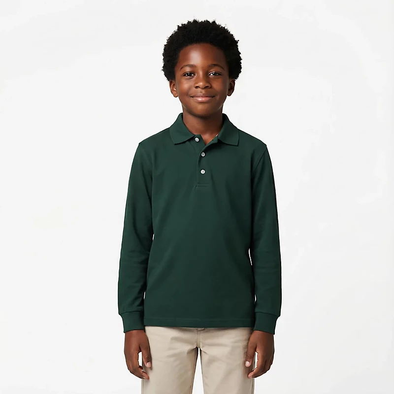 French Toast Boys' Long Sleeve Pique Polo Shirt