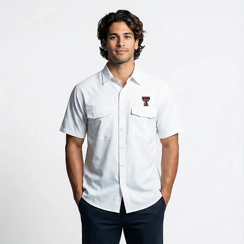 Antigua Men's Texas Tech University Game Day Woven Fishing Shirt