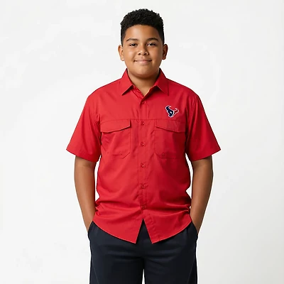 Antigua Men's Houston Texans Game Day Woven Fishing Shirt