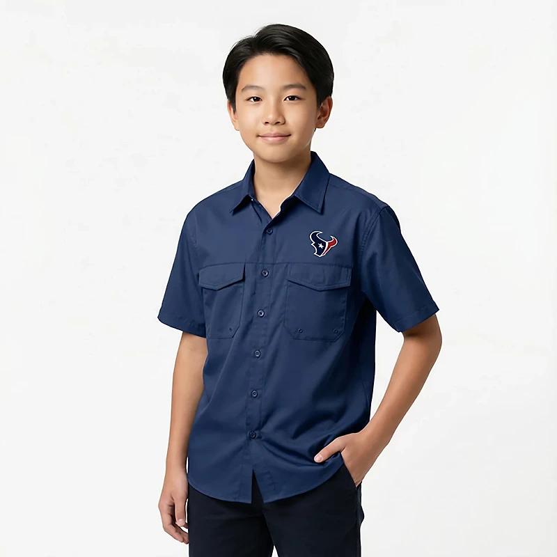 Antigua Men's Houston Texans Game Day Woven Fishing Shirt