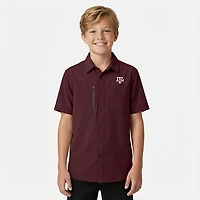 Antigua Men's Texas A&M University Kickoff Woven Short Sleeve Fishing Shirt