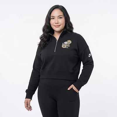 Nike Women's New Orleans Saints Rewind Phoenix Long Sleeve 1/4-Zip Sweatshirt