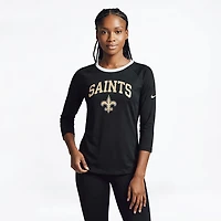 Nike Women's New Orleans Saints Arched 3/4 Sleeve Raglan Top
