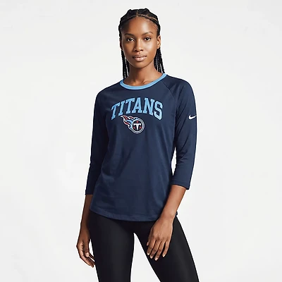 Nike Women's Tennessee Titans Arched 3/4 Sleeve Raglan Top