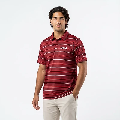 Columbia Georgia Bulldogs PFG Super Terminal Tackle Omni-Shade Stripe Polo
