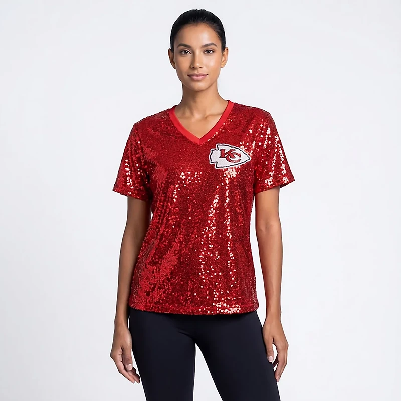 Outerstuff Women's Kansas City Chiefs Travis Kelce N&N Sequin Top