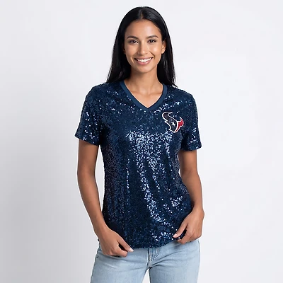 Outerstuff Women's Houston Texans C.J. Stroud Name and Number Sequin Graphic T-shirt