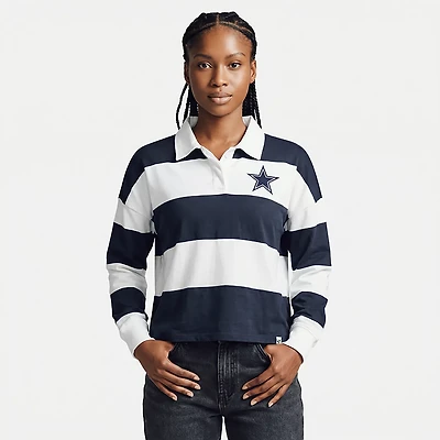 '47 Women's Dallas Cowboys Hall Raven Rugby Current Long Sleeve Polo Shirt