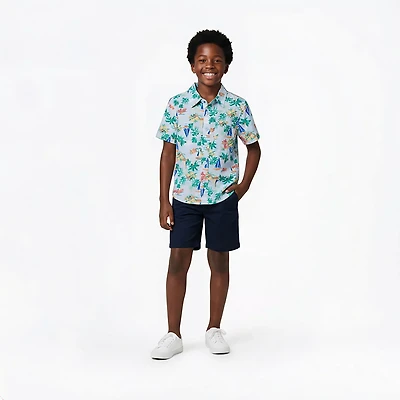 O'Rageous Boys' 4-7 Toile Short Sleeve Cabana Swim Top
