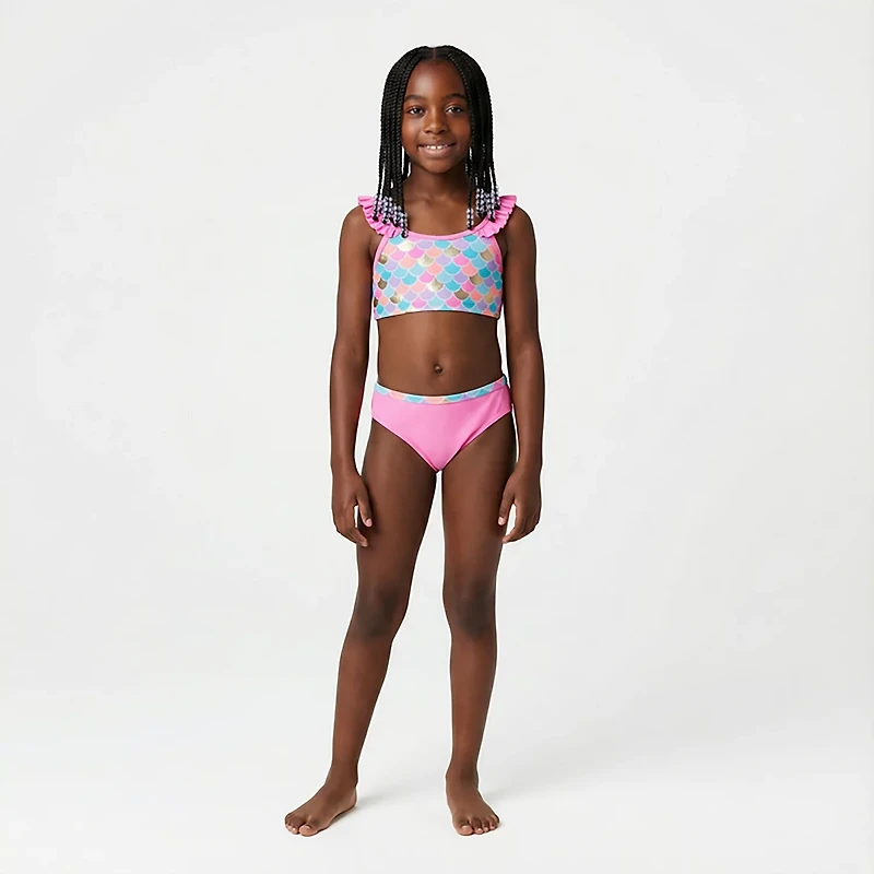 O'Rageous Girls' 4-6X Mermaid Scales 2-Piece Bikini