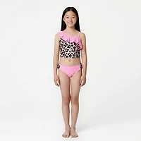 O'Rageous Girls' 4-6X Spotty Leopard 2-Piece Ruffle Midkini Set