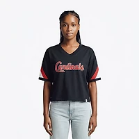 '47 Women's St. Louis Cardinals Geo Cropped Short Sleeve V-Neck T-shirt