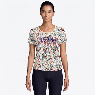 New Era Women's Rangers Ditsy Print Scoop Neck T-shirt