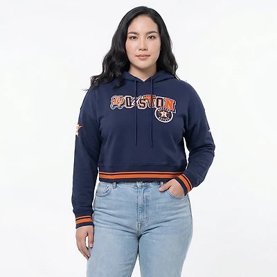 Pro Standard Women's Houston Astros City Ransom Rib Fleece Cropped Long Sleeve Hoodie