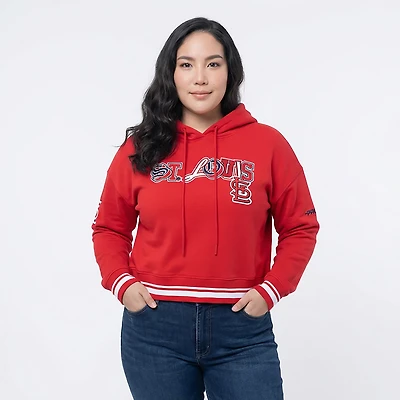 Pro Standard Women's St. Louis Cardinals City Ransom Rib Fleece Cropped Long Sleeve Hoodie