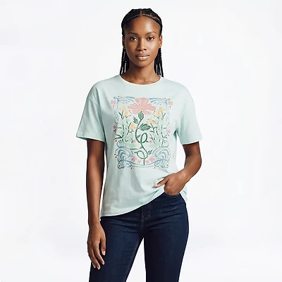 Live Outside the Limits Women's Art Flowers Oversized Graphic T-shirt