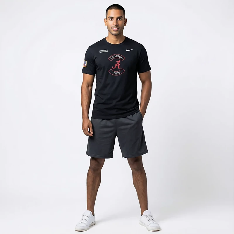 NUT ALABAM BLACK NCAA NIK 2025 MILITARY APPRECIATION DRI-FIT COTTON SS TEE TEEMENSCR