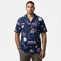 Antigua Men's Atlanta Braves Landmark Woven Short Sleeve Fishing Shirt