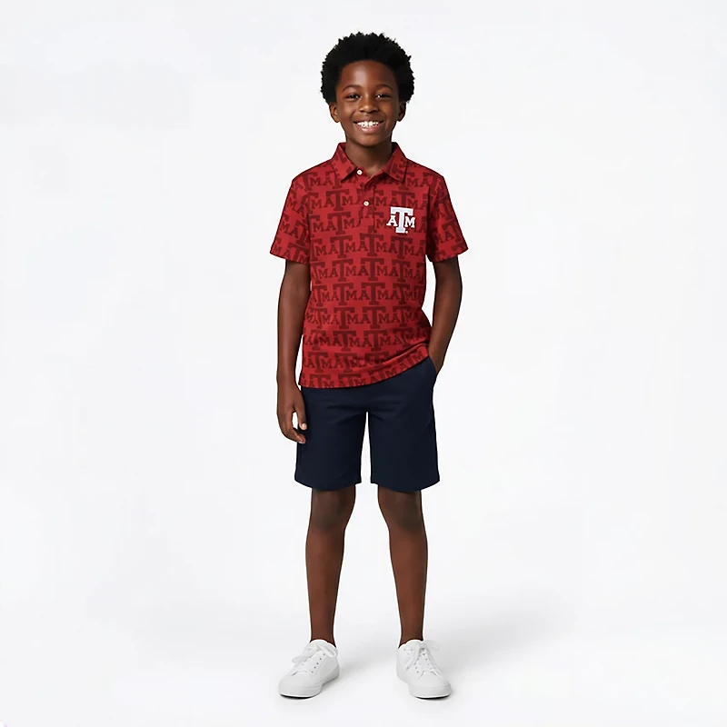 Wes & Willy Boys' Texas A&M University Allover Print Polo Shirt