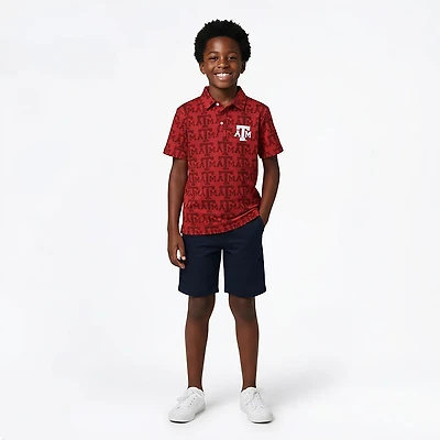 Wes & Willy Boys' Texas A&M University Allover Print Polo Shirt