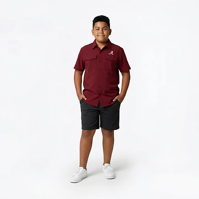 Antigua Boys' University of Alabama Game Day Fishing Button Up Shirt