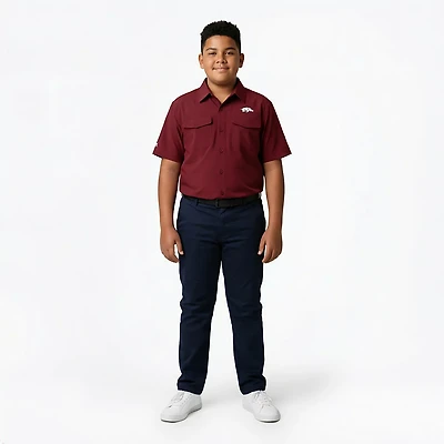 Antigua Boys' Arkansas Razorbacks Game Day Short Sleeve Fishing Shirt