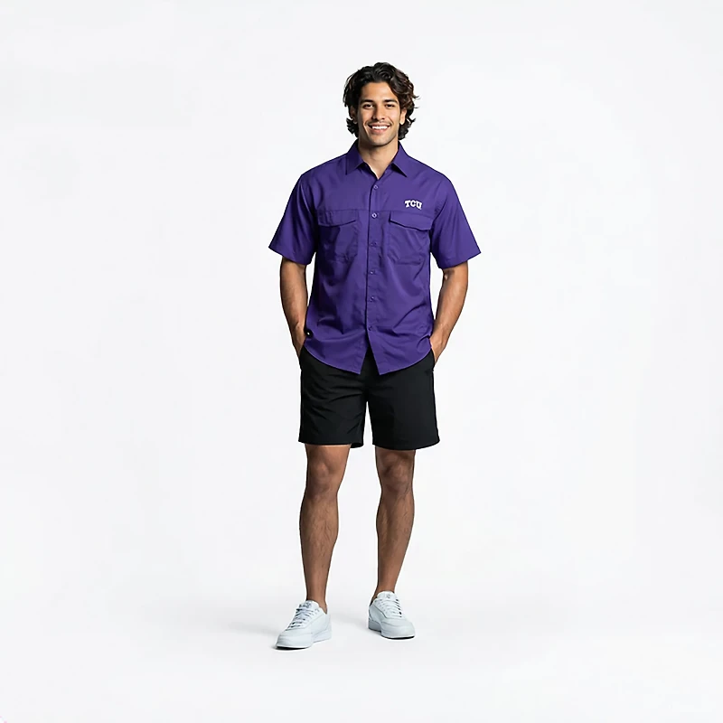 Antigua Men's Texas Christian Horned Frogs (TCU) Game Day Fishing Shirt