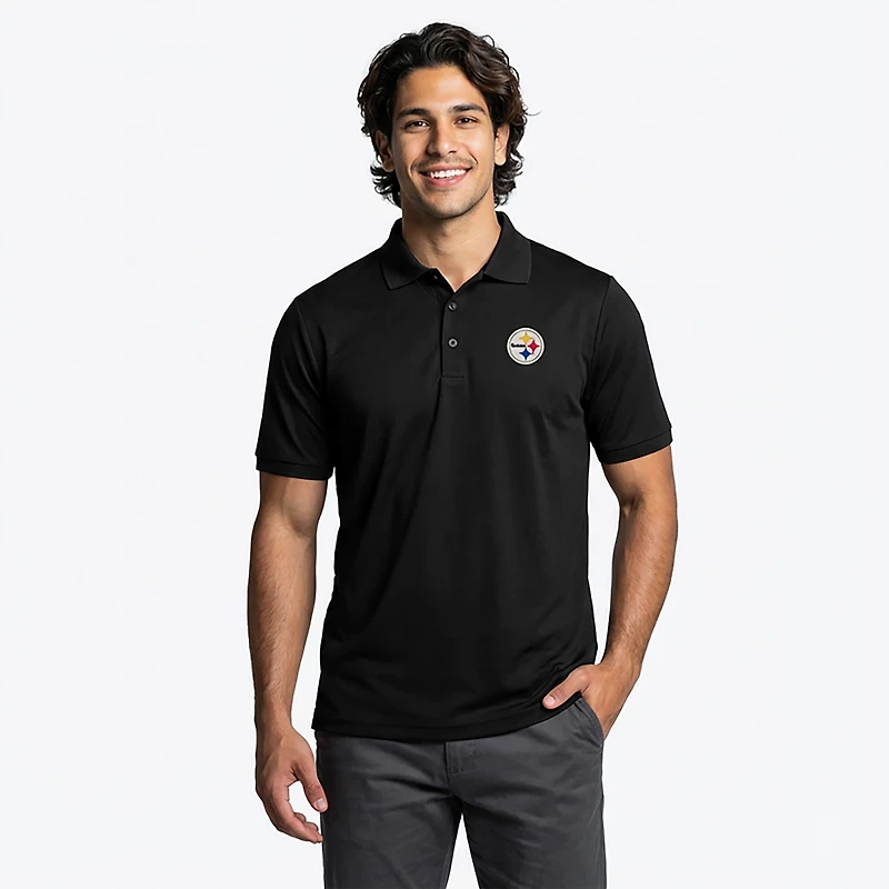 Antigua Men's Pittsburgh Steelers Legacy Pique Short Sleeve Polo Shirt